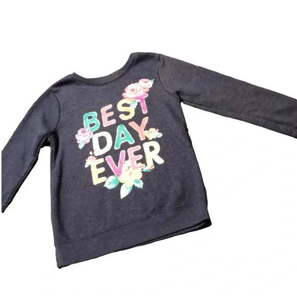 ❗️SOLD❗️Garanimals • Floral “Best Day Ever” Navy Blue Sweater - Picture 6 of 8